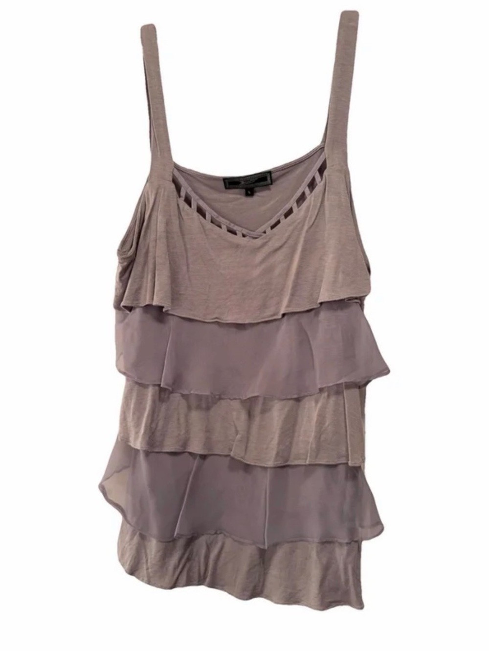 NWOT Zashi Layered Ruffle Camisole in Gray